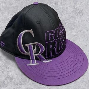 Colorado Rockies Snapback Hat 47 Brand Black Purple Flat Bill MLB Adjustable Cap